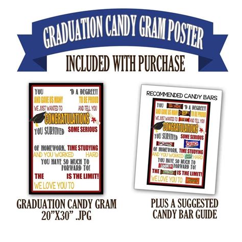 graduation candy gram poster candy bar poster graduation etsy candy