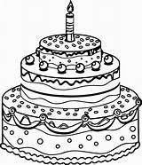 Birthday Cake Coloring Drawing Greetings Getdrawings Pages sketch template