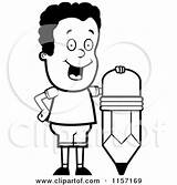 Pencil Boy Leaning Clipart Happy Stubby Cartoon Cory Thoman Outlined Coloring Vector Standing 2021 sketch template