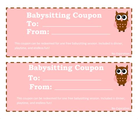 sample babysitting coupon template  documents    psd