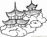 China Coloring Pagodas Printable Pages Countries Chinese Color sketch template