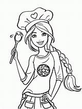 Barbie Coloring Girl Pages Girls Chef Color Printable Print sketch template