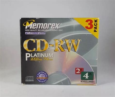 3 Pack Of Memorex Cd Rw 650mb 74 Min Professional Rewritable Compact
