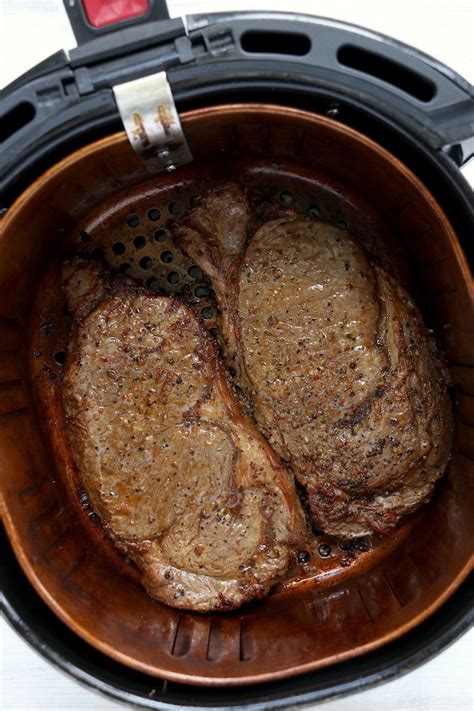 air fryer steak ribeye steaks immersed    ingredient marinade air fried  perfection