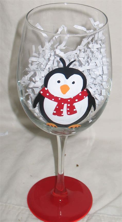 Hand Painted Wine Glass For Christmas Mr Happy Feet Would Love To Be