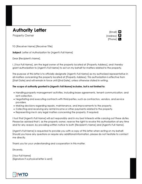 authorization letter samples  act  behalf