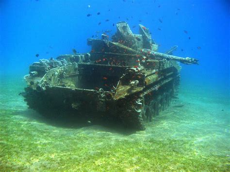 underwater aa tank red sea aqaba jordan  underwater ruins underwater abandoned
