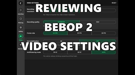 reviewing bebop  video settings youtube