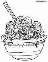 Coloring Pages Food Spaghetti Doodle Noodle Alley Noodles Meatballs Printable Color Template Sheets Kids Print Drawing Adult Popular Choose Board sketch template