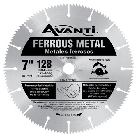Avanti 7 In X 128 Teeth Ferrous Metal Cutting Saw Blade