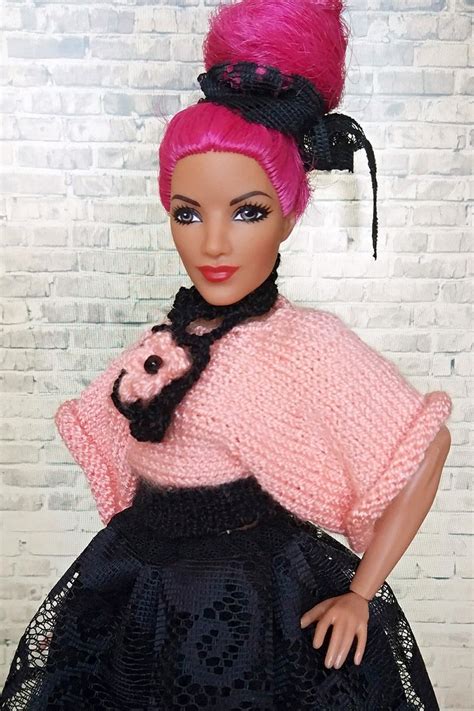 Doll Clothing Sweater Scarf Barbie Clothes Ooak Knitted Etsy