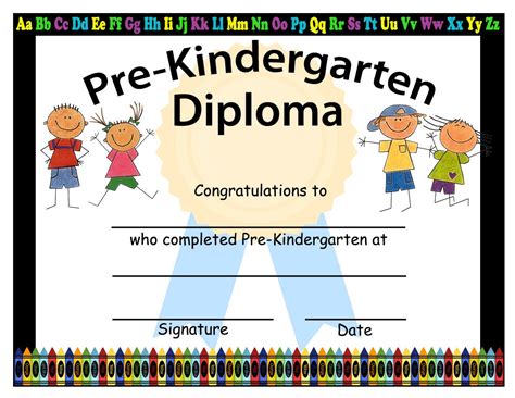pre kindergarten graduation diplomas blank graduation