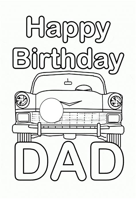 printable coloring birthday cards happy birthday dad birthdayqw