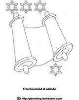 Torah Coloring David Star Scroll Simple Sheet Stars sketch template