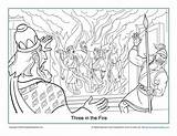Coloring Shadrach Abednego Meshach Sundayschoolzone Furnace Fiery sketch template