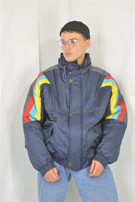vintage multicolour classic puffer bomber jacket  etsy