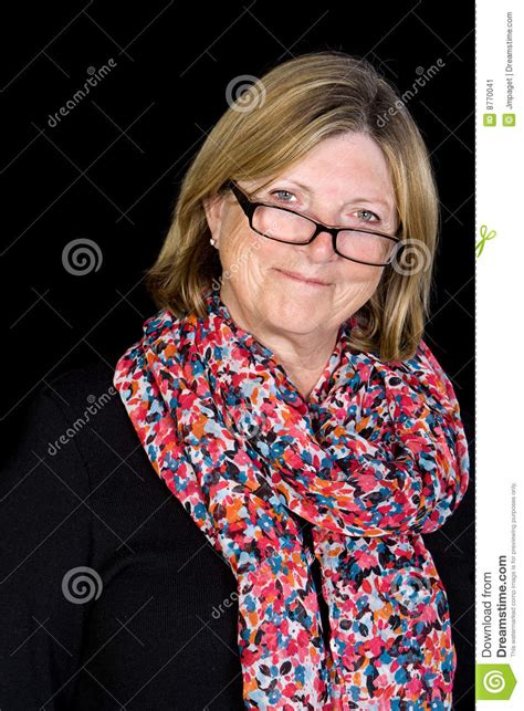 Attractive Senior Lady With Glasses Stock Image Image Of Female