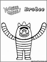 Gabba Coloring Yo Pages Brobee Letter Choose Board sketch template