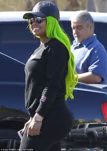 blac chyna shows off green hair as she attends dmv office