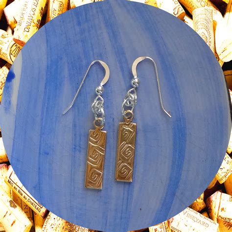 small rectangular square swirl brass earrings kimi designs