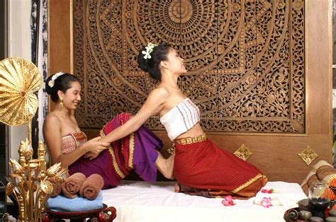 Healthy Thai Massage In Thai Traditional Costume Dress