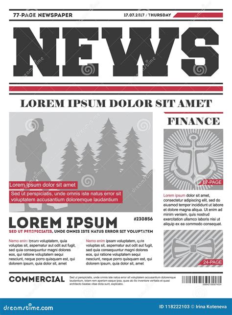 daily news tabloid template stock illustration illustration  column