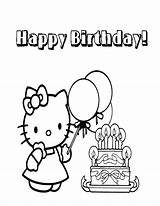 Hello Kitty Coloring Birthday Happy Pages Verjaardag Divyajanani Coloringhome sketch template