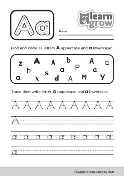 practice letter aa worksheets  lg learn  grow tpt