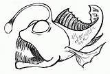 Fish Coloring Pages Drawing Sea Angler Deep Dragon Nemo Colouring Print Anglerfish Pencil Aquarium Template Color Drawings Printable Cool Clipart sketch template