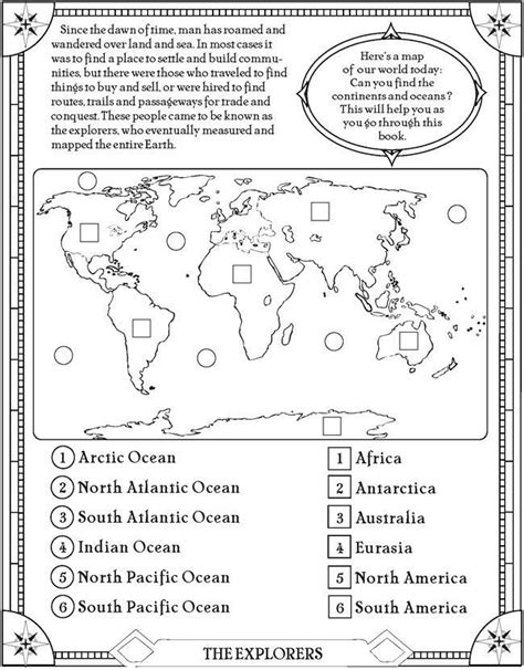 printable continents  oceans quiz