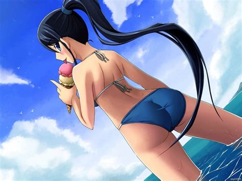 Húmedo Caliente Bikini Butt Sexy Girl Icecream Anime Arte