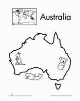 Australia Coloring Map Continents Continent Kids Pages Printable Geography Color Colouring Asia Africa Outline Australian Globe Flag Kindergarten Seven Boyama sketch template