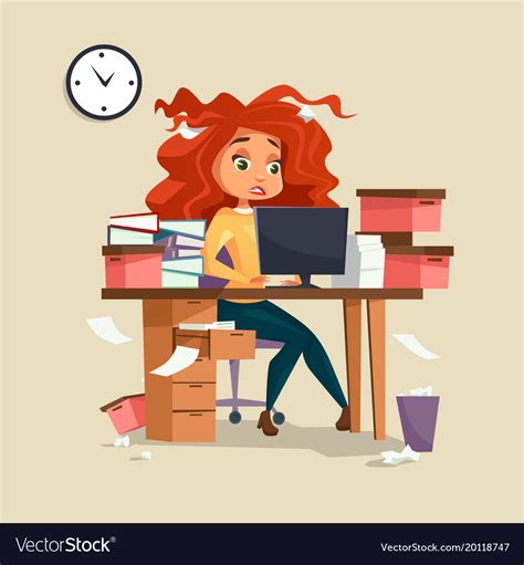 Woman In Office Stress Of Royalty Free Vector Image