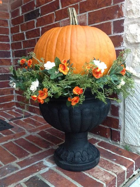 pumpkin urn   fall planters thanksgiving door decorations