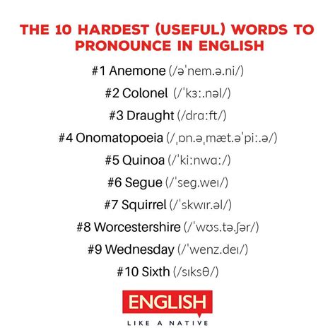 hardest words  pronounce  everyday english