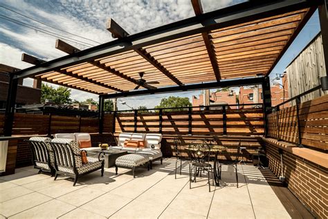 steel shade structure chicago roof deck garden