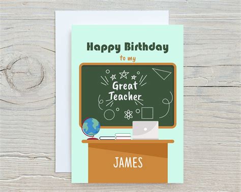 personalised happy birthday card   great teacher school etsy