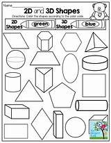 Shapes 2d Grade 3d Color Worksheets Year Kindergarten Math Colouring Worksheet Printables Activity Three Activities Preschool Sheets Teaching Fun Code sketch template