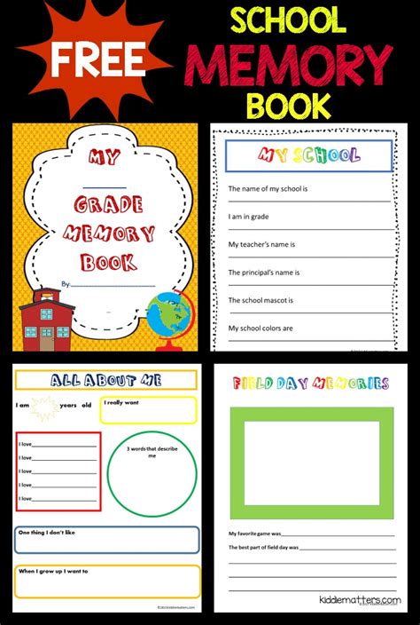 school memory book printable kiddie matters
