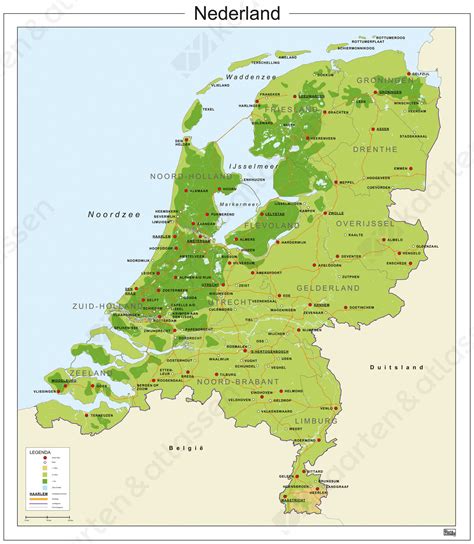 kaart nederland natuurkundig  kaarten en atlassennl