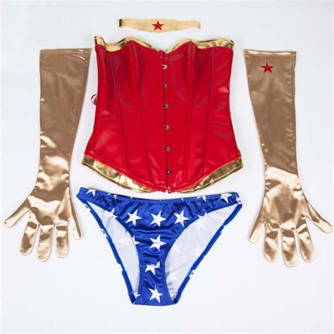 2021 wholesale pvc corset panties set wonder woman costume halloween