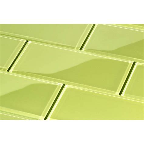 Light Olive Green 3 X 6 Glossy Glass Subway Tile Green Subway