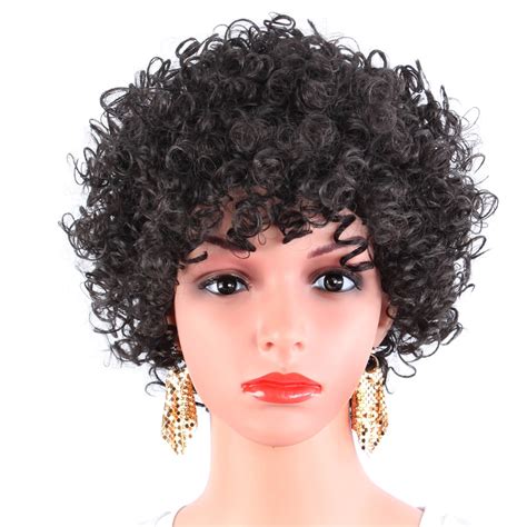 Leeons Synthetic Hair Jerry Curly Wigs For Women Short Afro Wig African