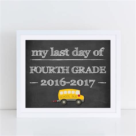 instant printable   day  fourth grade chalkboard