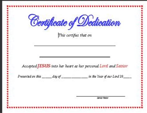 certificate  dedication