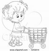 Pushing Shopping Cart Girl Clipart Illustration Royalty Bannykh Alex Vector Posters Prints Boy Clip 2021 Clipartof sketch template