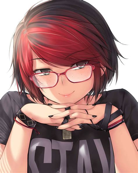 Hd Wallpaper Anime Short Hair Glasses Redhead Anime