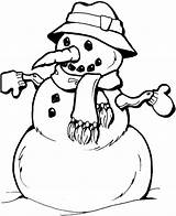 Coloring Snowman Pages Hat Mittens sketch template