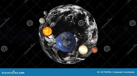 shadow  planet earth  solar system planets stock illustration