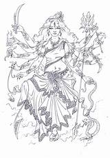 Durga Pencil sketch template